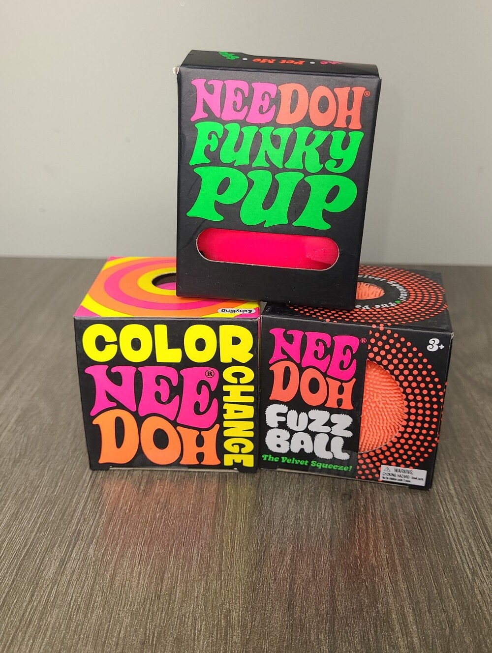 NeeDoh Bundle 3 Pack Funky Pup Color Change Fuzz Ball Schylling NEW Authentic